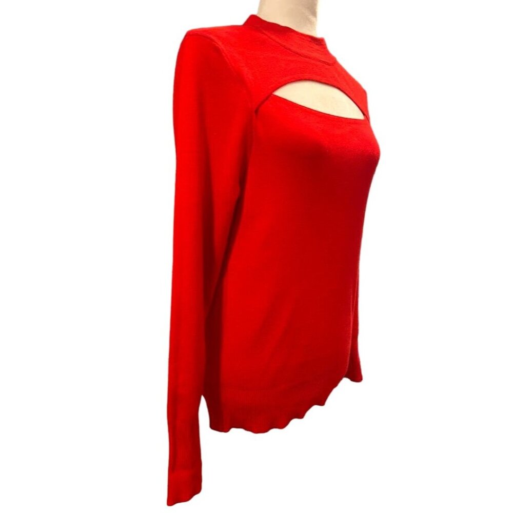 Ady‎ P Womens Red Cutout Long Sleeve Sweater Medium